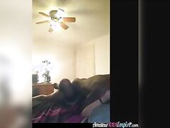 Wife tastes black cock while husband records her